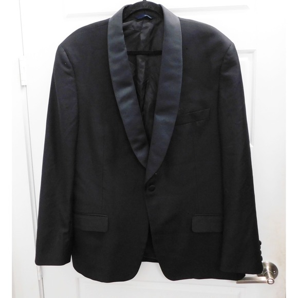 Burberry Blue Black Tuxedo Jacket Satin Lapel 100% Wool 44 long